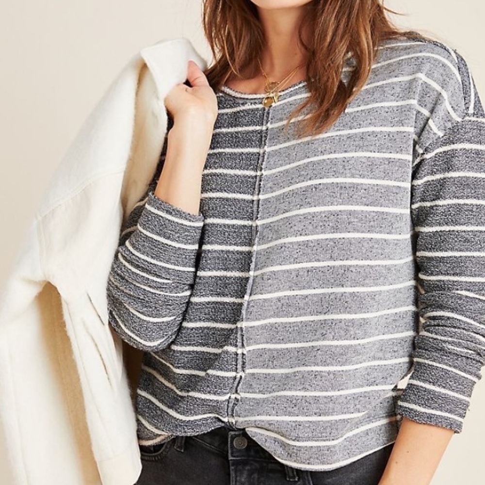 Anthropologie Devin sweatshirt textured striped brand‎ new with tags